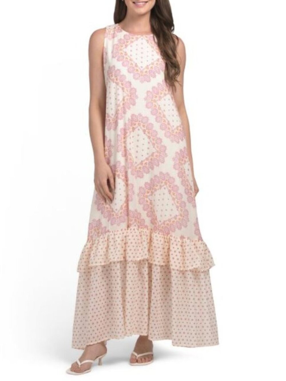 MAGARI Made In Italy Sleeveless Tiered Maxi Dress